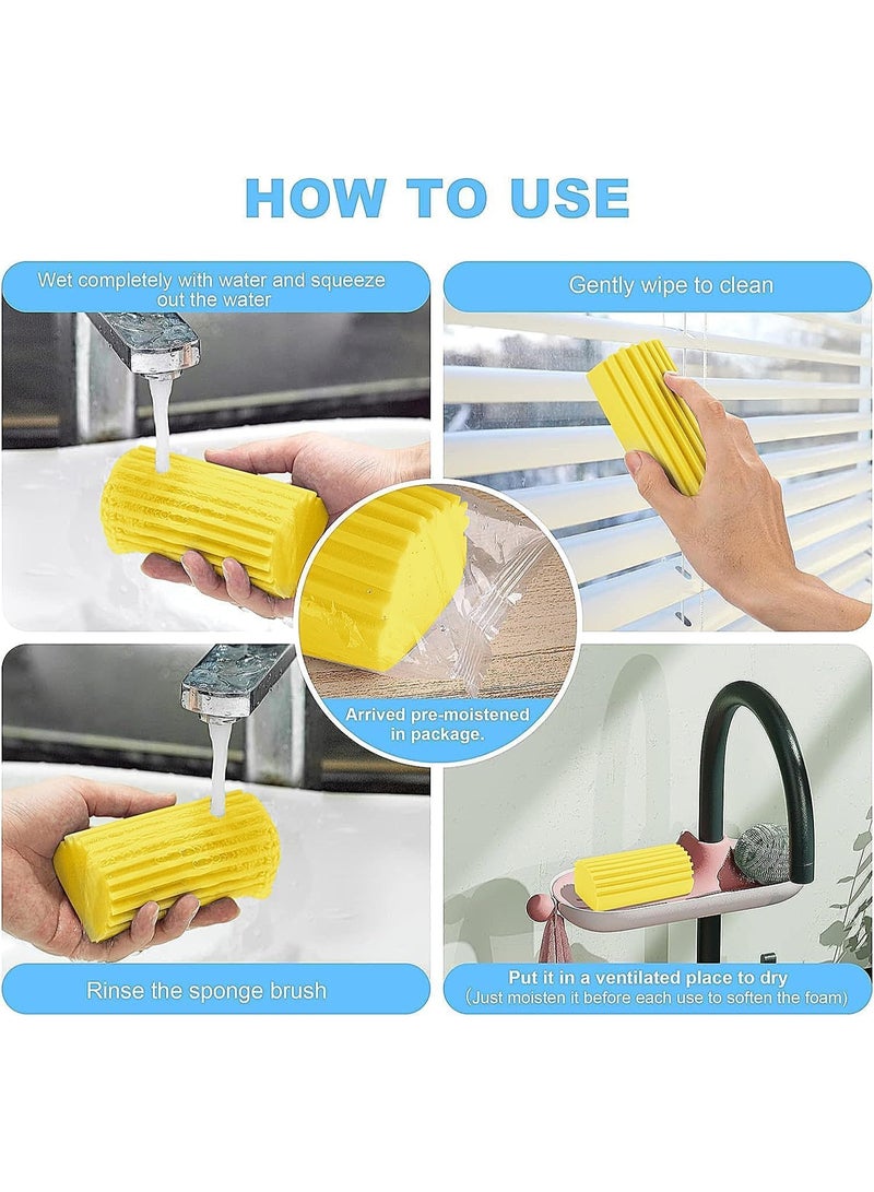 CLENEA 4 Pack Damp Clean Duster, Magic Sponge Eraser for Household Cleaning, Reusable Dusting Supplies for Dishes, Blinds, Glass, Baseboards & Faucets - Image 5
